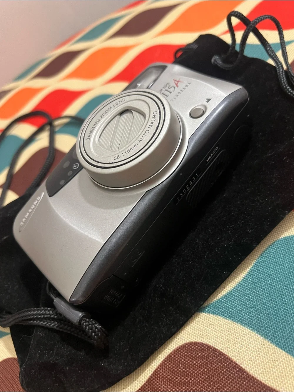 Vintage Samsung Slim Zoom 115A Panorama 35mm film camera with a 38-115mm lens
